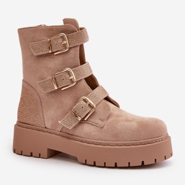 Botas Aislantes Mujer Beige Con Hebillas Tiaeliana 5