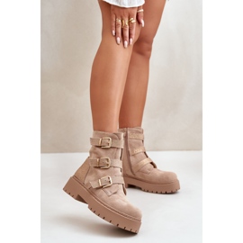 Botas Aislantes Mujer Beige Con Hebillas Tiaeliana 3