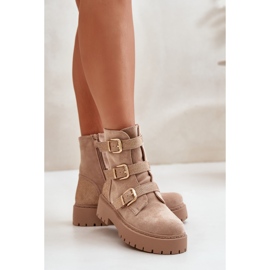 Botas Aislantes Mujer Beige Con Hebillas Tiaeliana 6