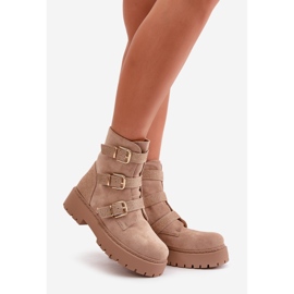 Botas Aislantes Mujer Beige Con Hebillas Tiaeliana 1