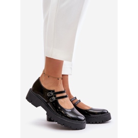 Zapatos mujer charol con tiras, Negro Rialuna 6