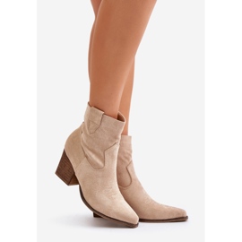 Botas Cowboy Ante Ecológico Beige Claro Tacón Alto Belorinae 1