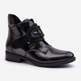 Botas Mujer Charol Con Adorno, Aislante S.Barski HY42-021 Negro 4