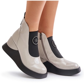 S.Barski Botas Cuña Piel D&amp;A MR880-137 Gris claro 9