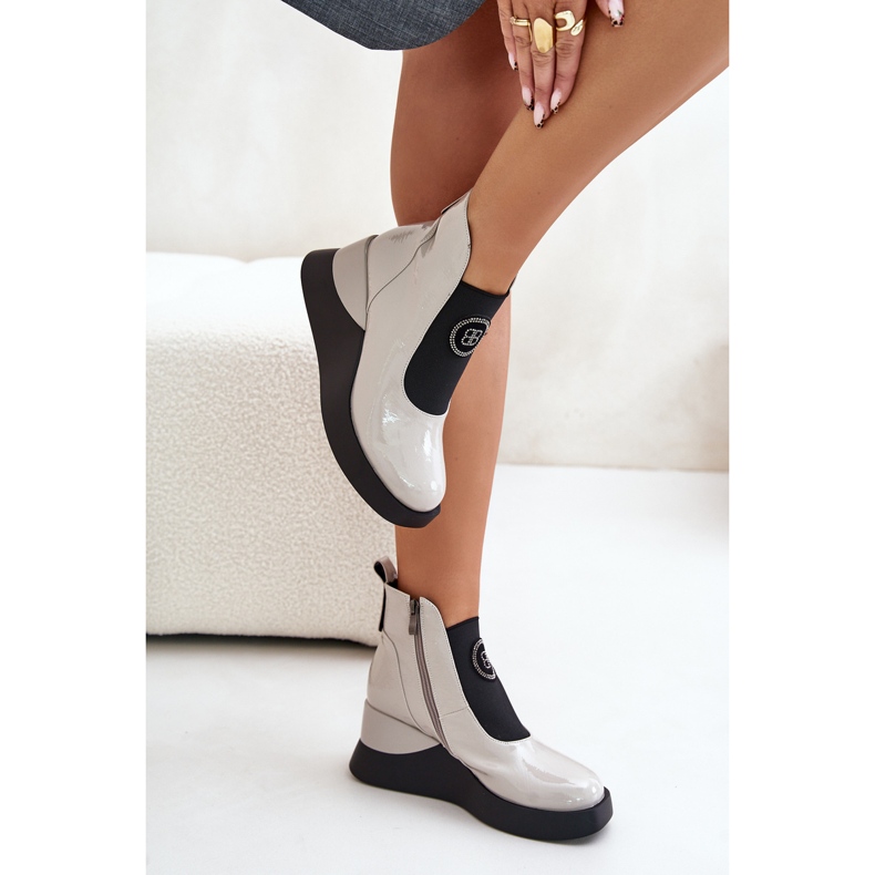 S.Barski Botas Cuña Piel D&amp;A MR880-137 Gris claro 2