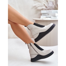 S.Barski Botas Cuña Piel D&amp;A MR880-137 Gris claro 4