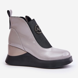 Botas Cuña Charol, Aislante Vinceza 66703, Gris 4