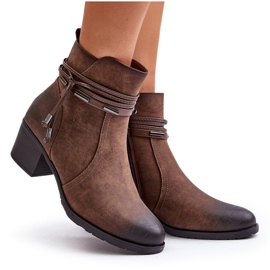 Jezzi Botas De Mujer Con Tacón Alto Cálido Marrón Lobina 9