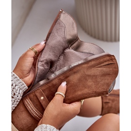 Jezzi Botas Camel Cálidas De Tacón Alto A Media Pierna Para Mujer Ivanelis marrón 8