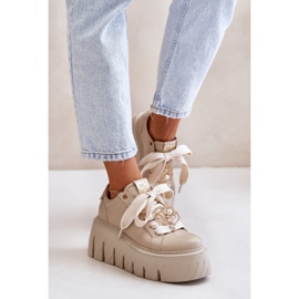 Zapatillas De Mujer Con Suela Maciza Y Decoración Dorada CheBello 4530 Beige 3