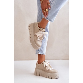 Zapatillas De Mujer Con Suela Maciza Y Decoración Dorada CheBello 4530 Beige 5