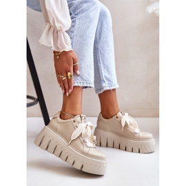 Zapatillas De Mujer Con Suela Maciza Y Decoración Dorada CheBello 4530 Beige 8