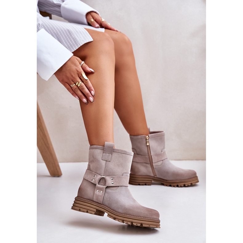Botas Planas Mujer Ante Lewski 3610 Cappucino beige 1