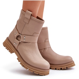 Botas Planas Mujer Piel Lewski 3610 Beige 8