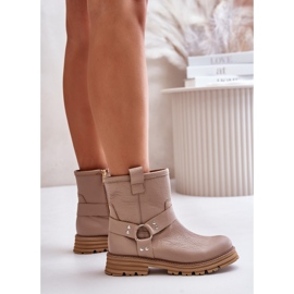 Botas Planas Mujer Piel Lewski 3610 Beige 5