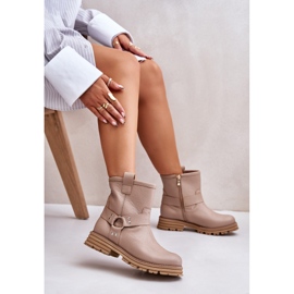 Botas Planas Mujer Piel Lewski 3610 Beige 6