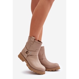 Botas Planas Mujer Piel Lewski 3610 Beige 1