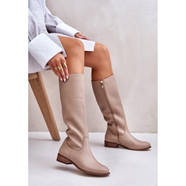 Lewski Botas Media Caña Mujer Piel Cremallera Izquierda 3616 Beige 5
