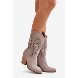 Botas Media Pierna Caladas Ante Tacón Alto Lewski 3609 Cappucino beige 1