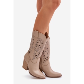 Botas Media Pierna Caladas Tacón Alto Piel Lewski 3609 Beige 1 Botas Media Pierna Caladas Tacón Alto Piel Lewski 3609 Beige 1