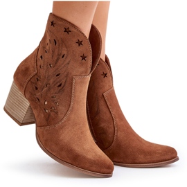 Botas Cowboy De Ante Calado Y Tacón Alto Lewski 3613 Marrón 11