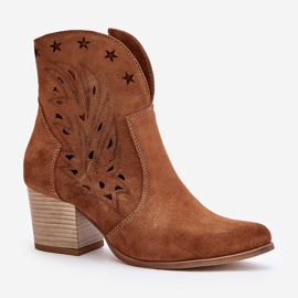 Botas Cowboy De Ante Calado Y Tacón Alto Lewski 3613 Marrón 5