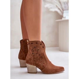Botas Cowboy De Ante Calado Y Tacón Alto Lewski 3613 Marrón 7