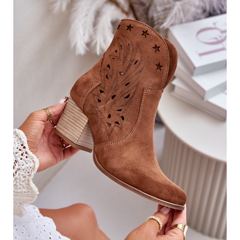 Botas Cowboy De Ante Calado Y Tacón Alto Lewski 3613 Marrón 2