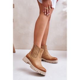 Botas Slip-on de Mujer con Tacón Plano Piel Lewski 3611 Marrón 2