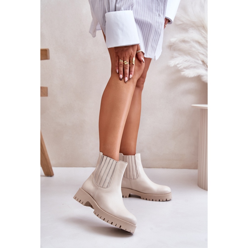 Botas Planas Slip-On Mujer Piel Lewski 3611 Beige Claro 2