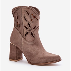 Botines de ante calados Lewski 3629 Beige oscuro 5