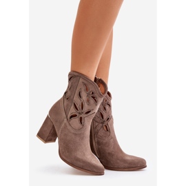 Botines de ante calados Lewski 3629 Beige oscuro 1
