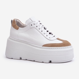 Zapatillas De Piel Con Plataforma Enorme Lewski 3635/X Blanco-Beige 4
