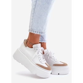 Zapatillas De Piel Con Plataforma Enorme Lewski 3635/X Blanco-Beige 1