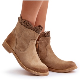 Lewski Shoes Botas Planas Bajas Mujer Ante Lewski 3624 Beige 10