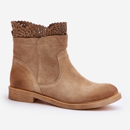 Lewski Shoes Botas Planas Bajas Mujer Ante Lewski 3624 Beige 4