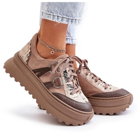 Zapatillas Mujer de Piel con Plataforma Maciejka 06562-10 Beige Oscuro 9