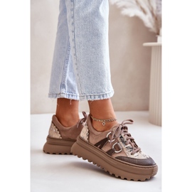 Zapatillas Mujer de Piel con Plataforma Maciejka 06562-10 Beige Oscuro 5