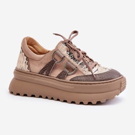 Zapatillas Mujer de Piel con Plataforma Maciejka 06562-10 Beige Oscuro 4