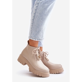 Zazoo 2952 Botines De Piel Beige Con Adorno Dorado 1