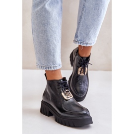 Zazoo 2952 Botines De Piel Con Adorno Dorado, Negro 4