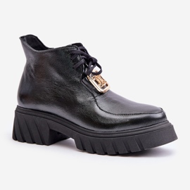 Zazoo 2952 Botines De Piel Con Adorno Dorado, Negro 5