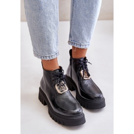 Zazoo 2952 Botines De Piel Con Adorno Dorado, Negro 7