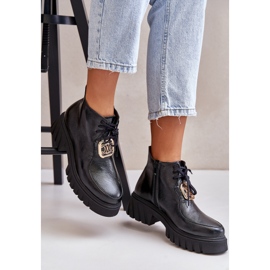 Zazoo 2952 Botines De Piel Con Adorno Dorado, Negro 10