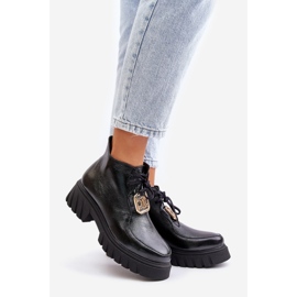 Zazoo 2952 Botines De Piel Con Adorno Dorado, Negro 1