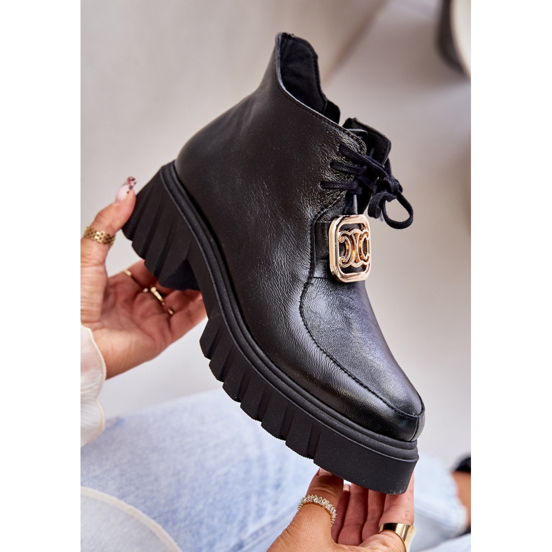 Zazoo 2952 Botines De Piel Con Adorno Dorado, Negro 2