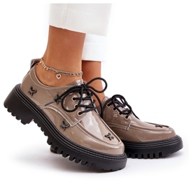 Zapatos Mujer Charol Con Adornos, Piel Natural Artiker 55C1010 Beige Oscuro 10