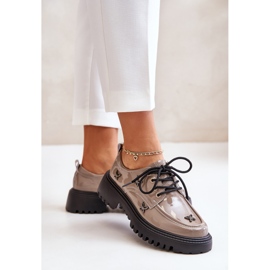 Zapatos Mujer Charol Con Adornos, Piel Natural Artiker 55C1010 Beige Oscuro 5