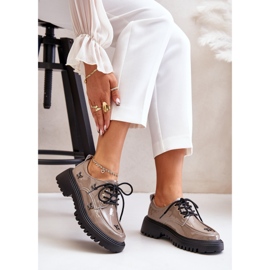 Zapatos Mujer Charol Con Adornos, Piel Natural Artiker 55C1010 Beige Oscuro 9