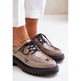 Zapatos Mujer Charol Con Adornos, Piel Natural Artiker 55C1010 Beige Oscuro 6